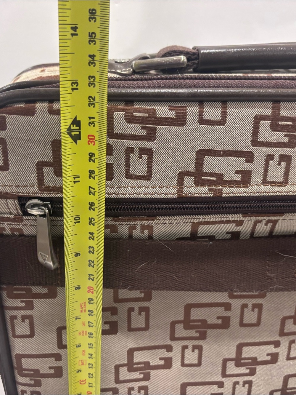 GUESS monogram laptop messenger bag brown jacquard briefcase travel shoulder 15” - Picture 8 of 9